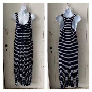 Lily Bleu Beach Nautical Stripe Ribbed Midi Maxi Dress